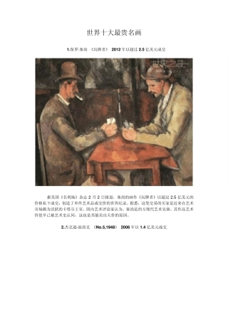 世界十大最贵名画
