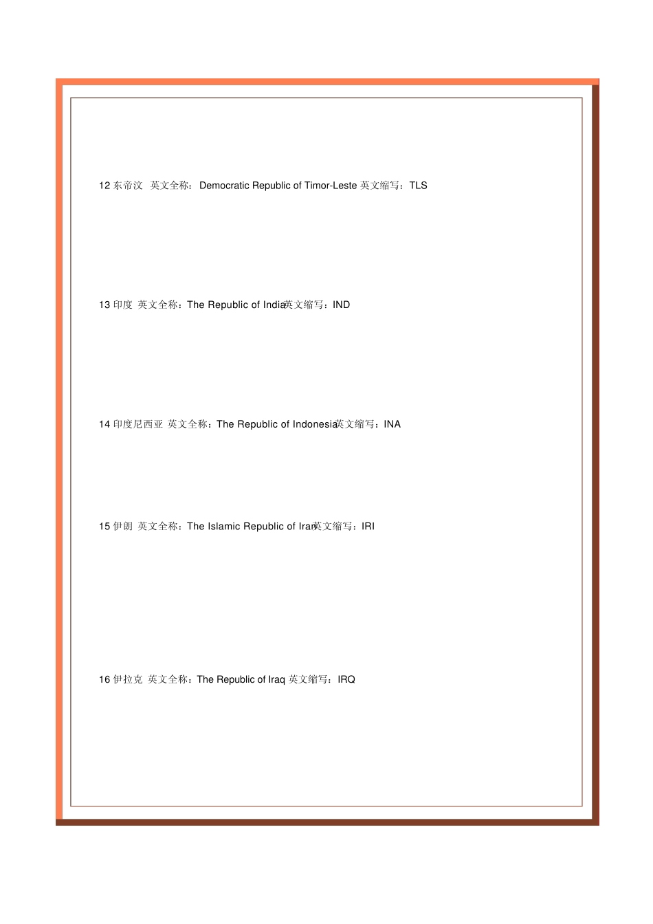 世界各国(地区)国旗英文名称及缩写_第3页