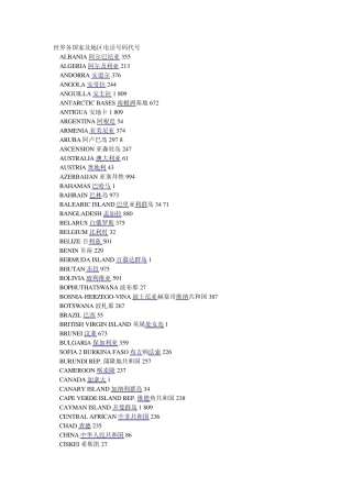 世界各国家电话号码