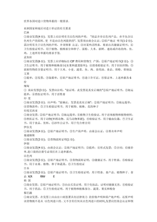 世界各国对进口货物单据的一般要求
