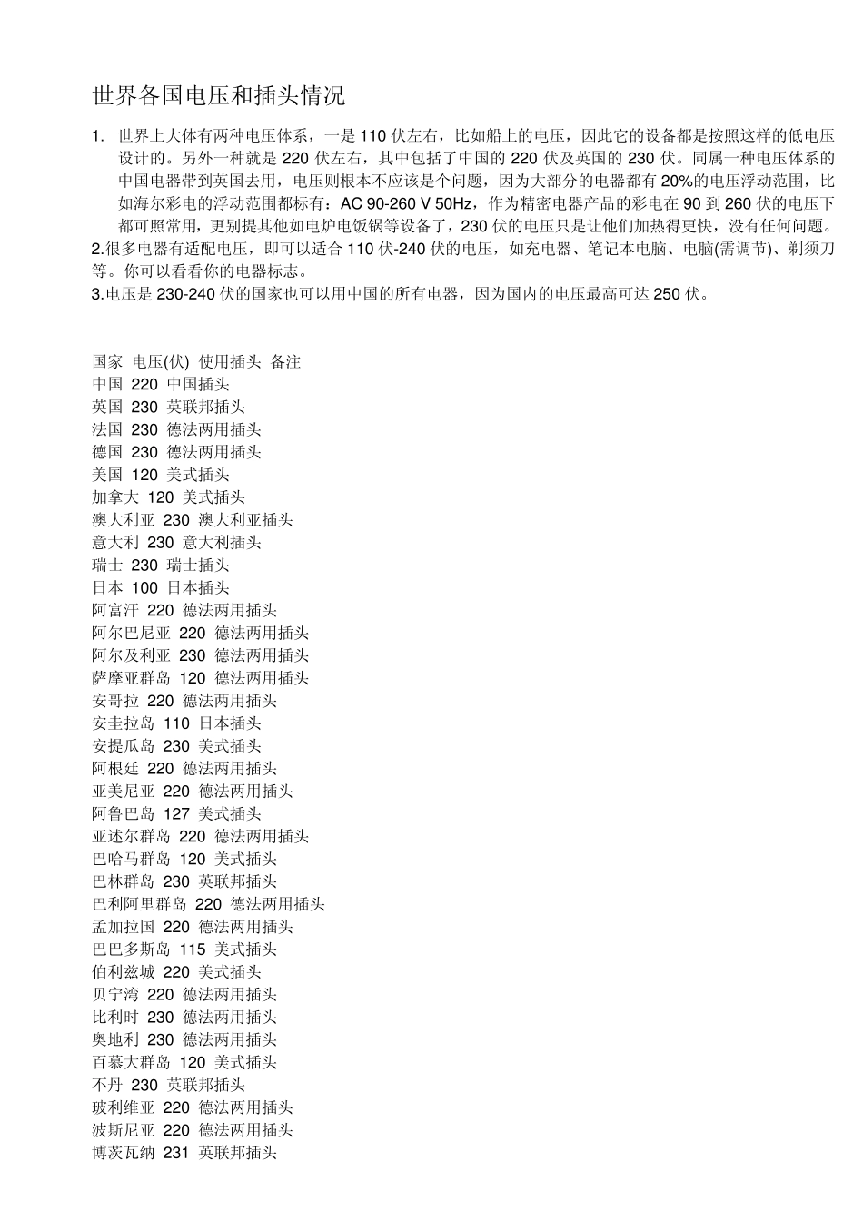 世界各国电压和插头_第2页