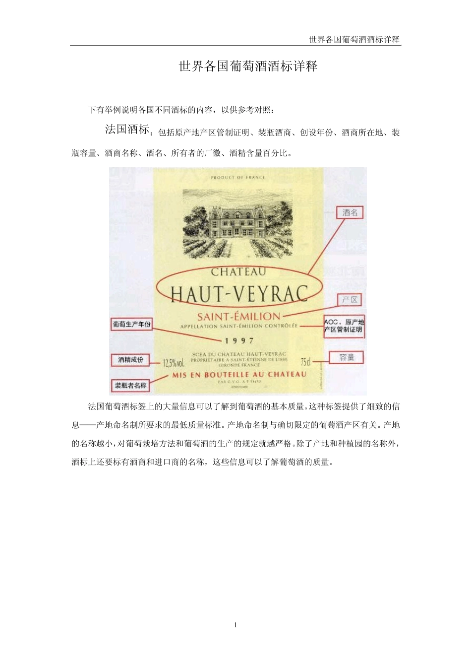 世界各国葡萄酒酒标详释_第1页