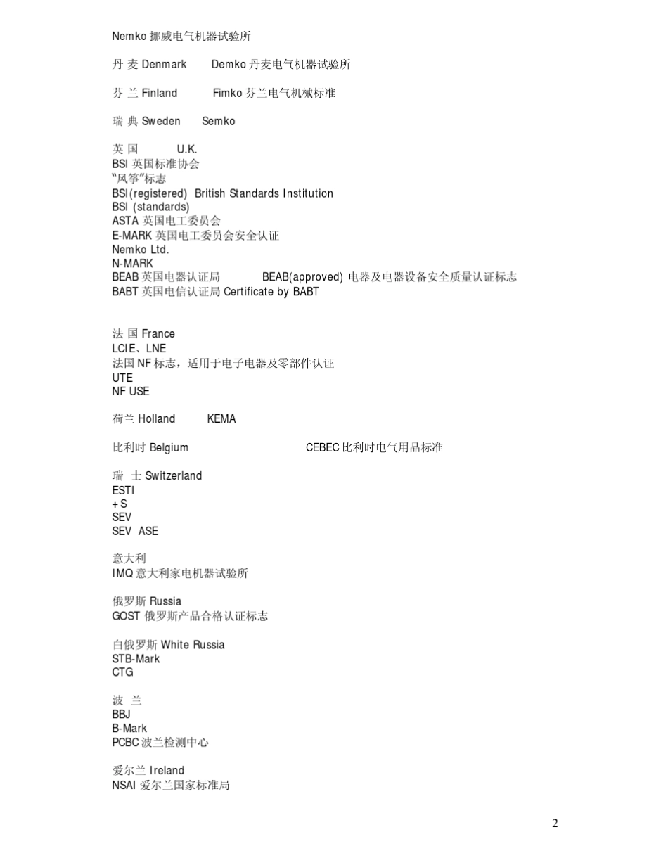 世界各国认证机构和标准_第2页