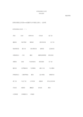 世界各国语言分类