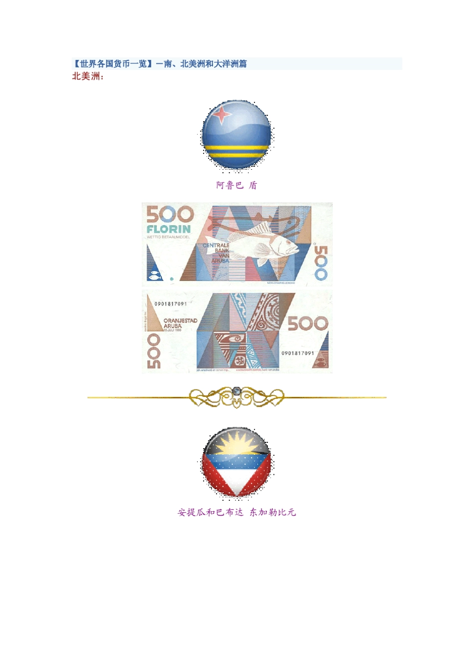 世界各国货币一览_第1页