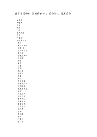 世界各国面积各国面积排名面积排名国土面积