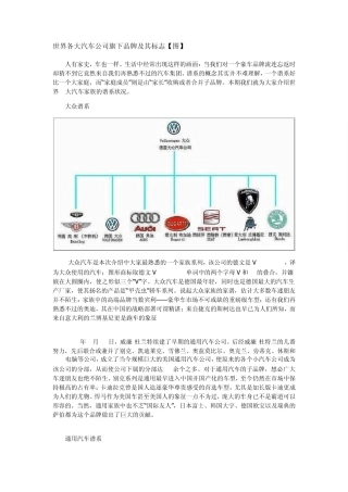 世界各大汽车公司旗下品牌及其标志[图]