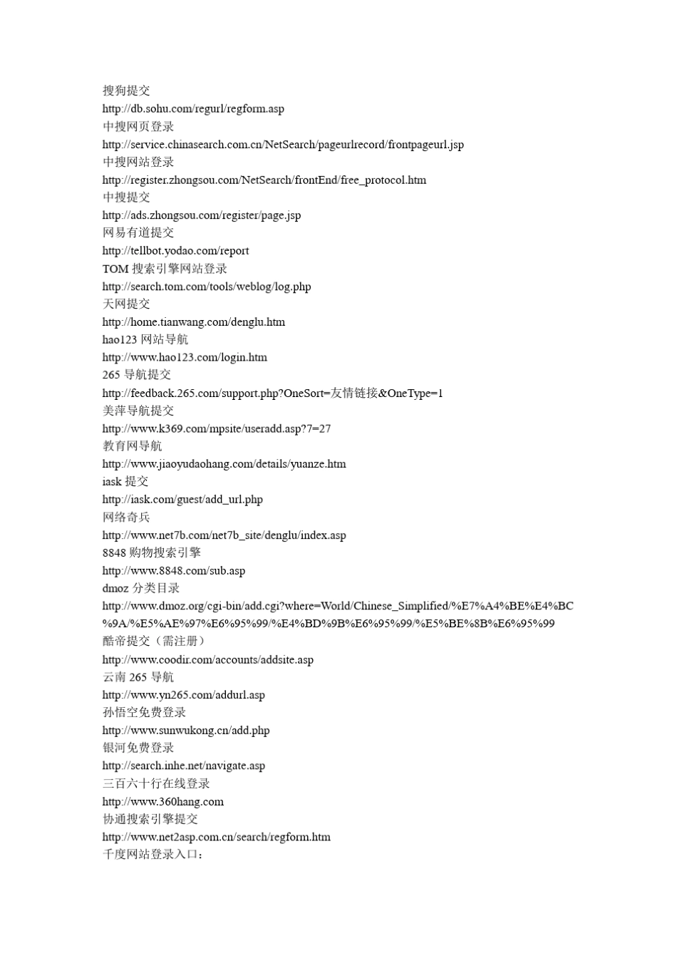 世界各类搜索引擎网站提交入口收录地址荟萃大全_第3页