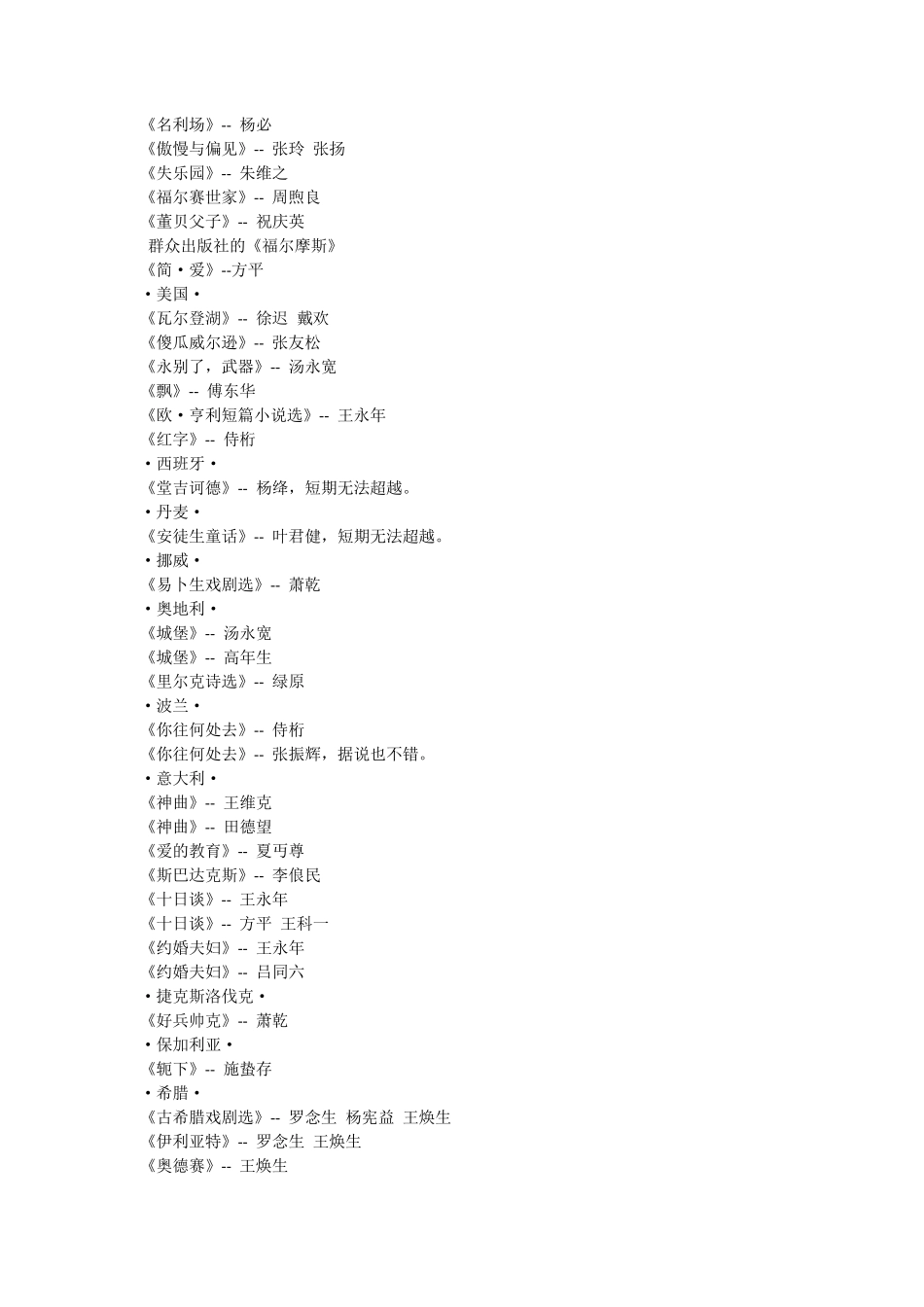 世界名著翻译最佳中文版本大全_第3页