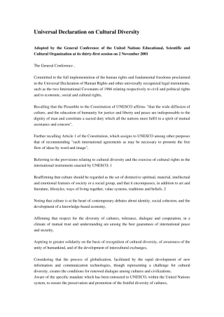 世界文化多样性宣言中英