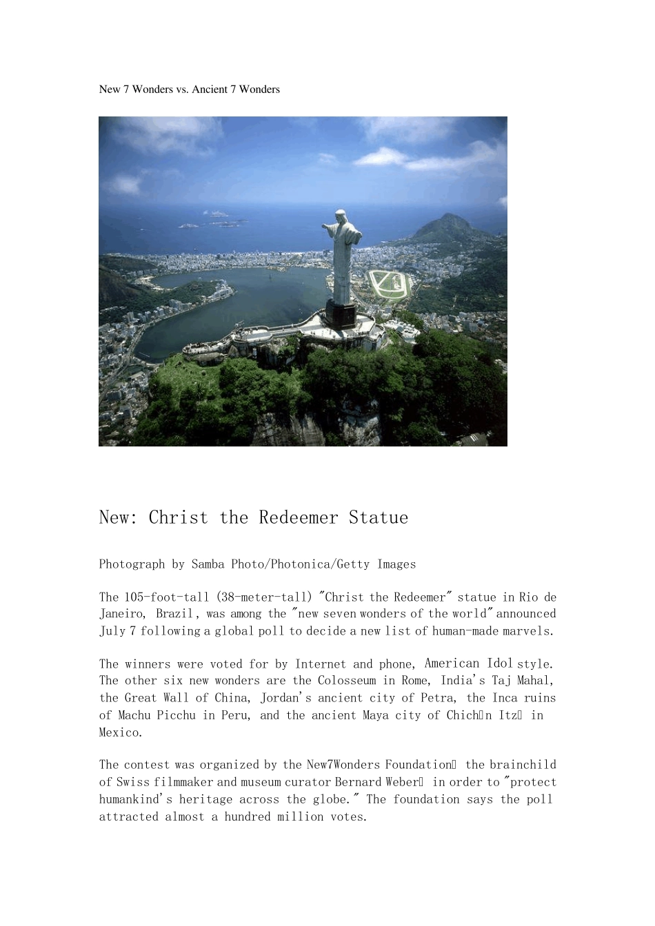 世界新七大奇迹vs旧八大奇迹(英文版)_第1页