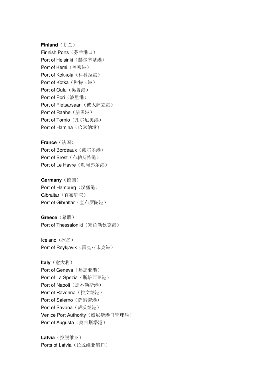 世界港口英文名字汇总大全2010_第3页