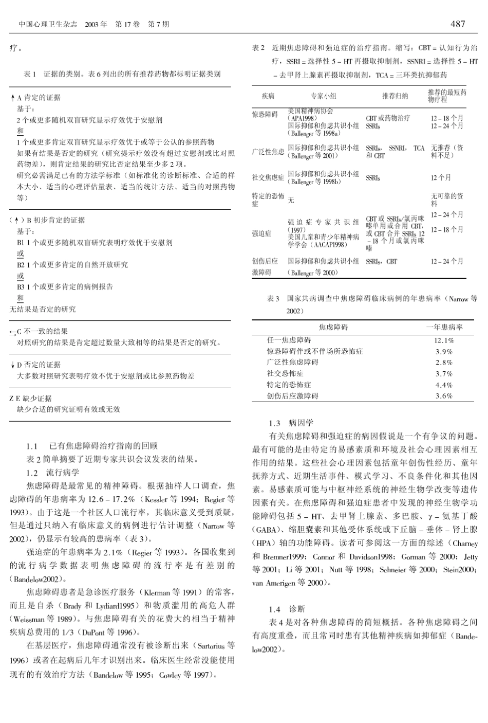 世界生物精神病学会联合会(WFSBP)关于焦虑障碍、强迫症和创伤后应激障碍的药物治疗指南_第3页