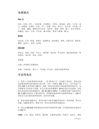 世界电压等级及频率
