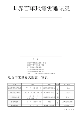 世界百年地震灾难记录