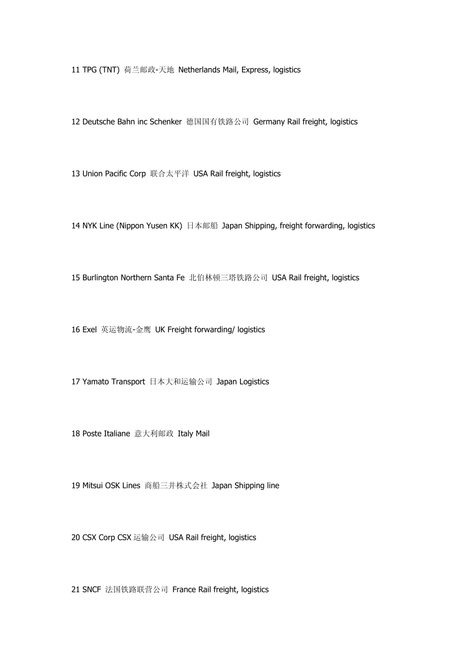 世界百强物流公司排名_第2页