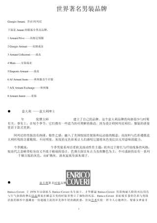 世界著名男装品牌