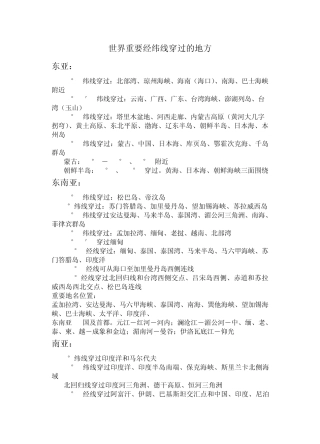 世界重要经纬线穿过的地方