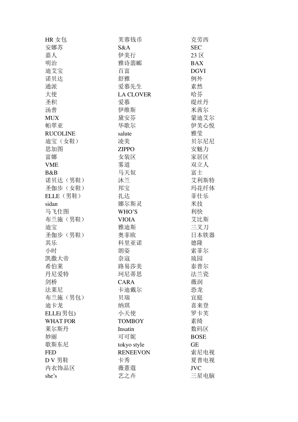 世纪金花品牌罗列_第2页