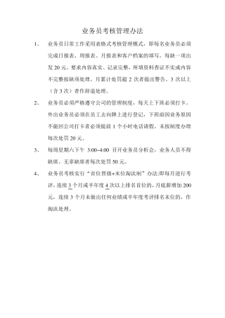 业务员考核管理办法
