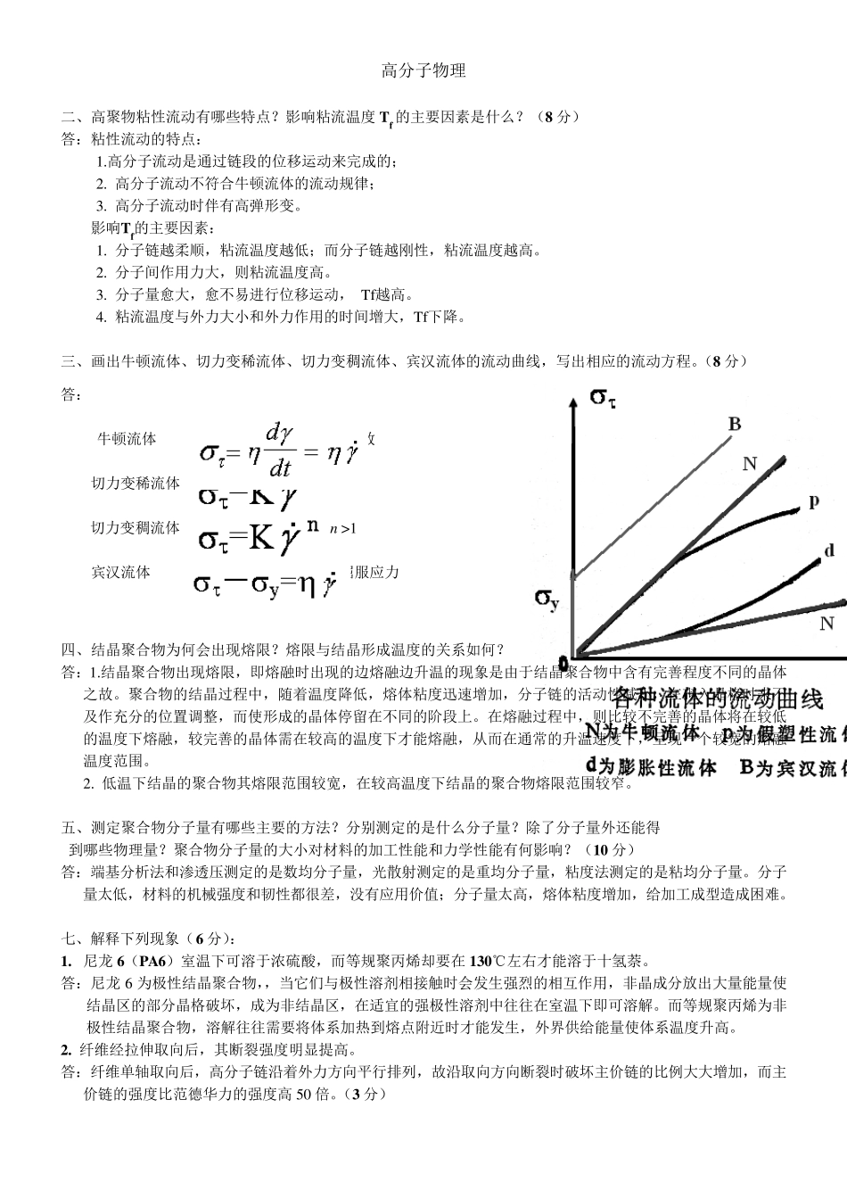 东华大学《高分子物理》简答题题库_第1页