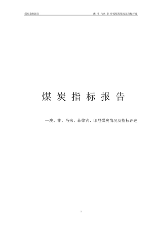 东南亚主要各国煤炭指标评述