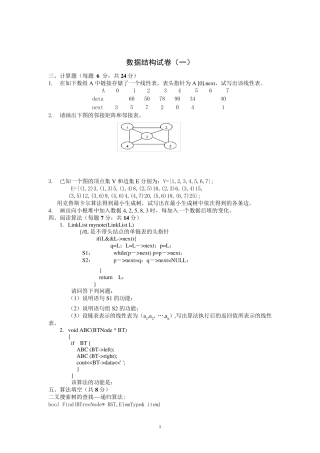 东南大学十套数据结构试题及答案
