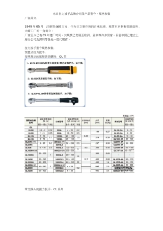 东日扭力扳手型号,规格参数,列表