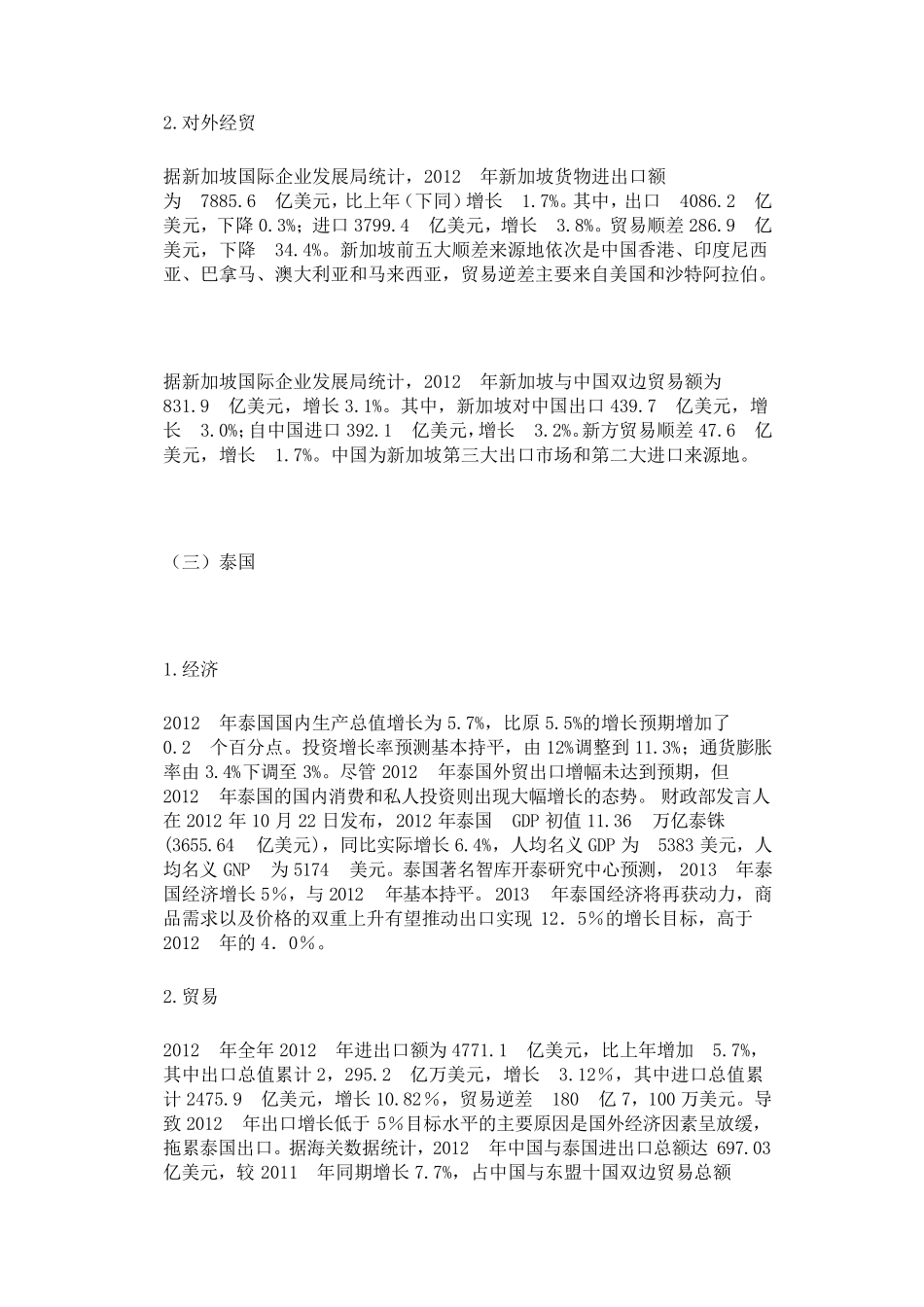 东盟各国2012和2013年经贸数据以及与中国贸易往来_第3页