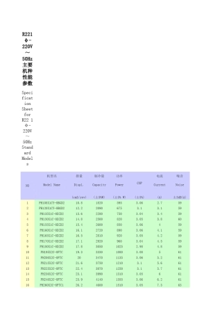 东芝压缩机详细技术参数资料大全