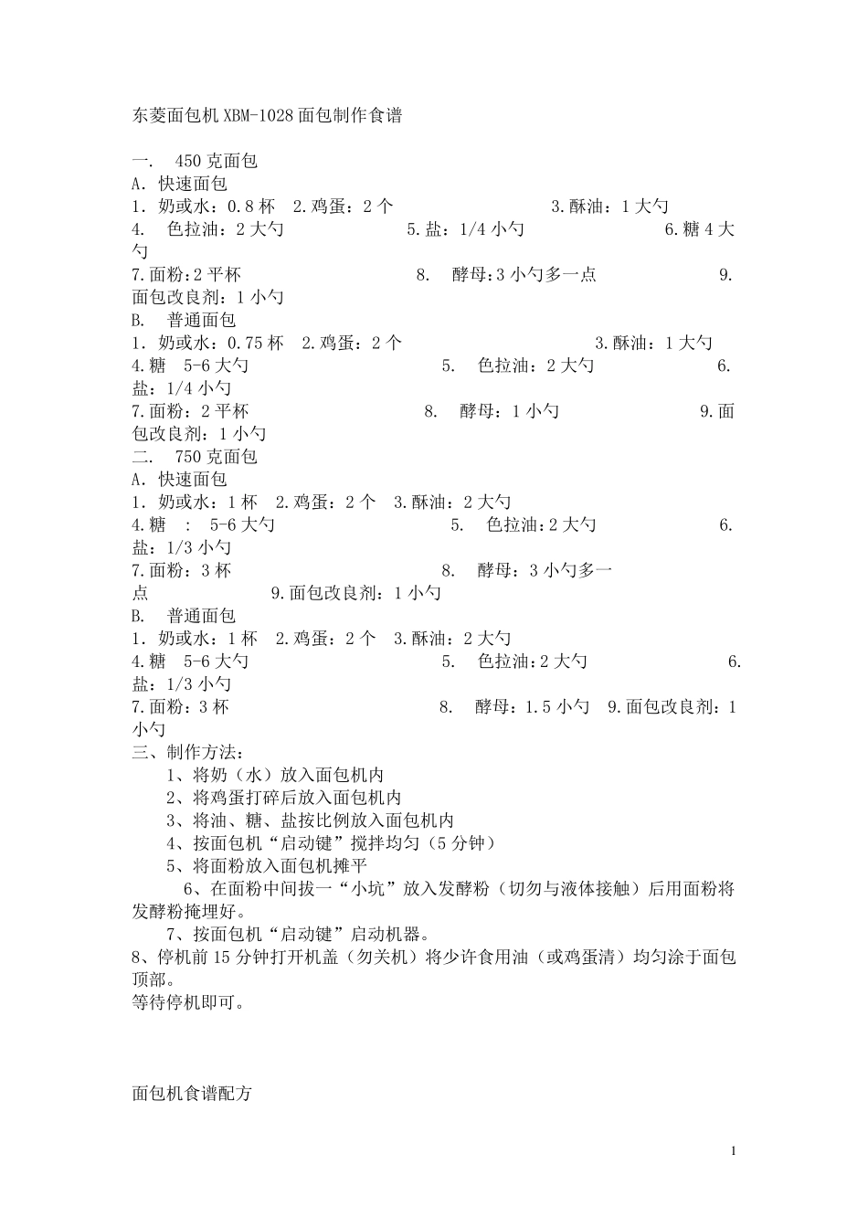 东菱1028面包机食谱_第1页