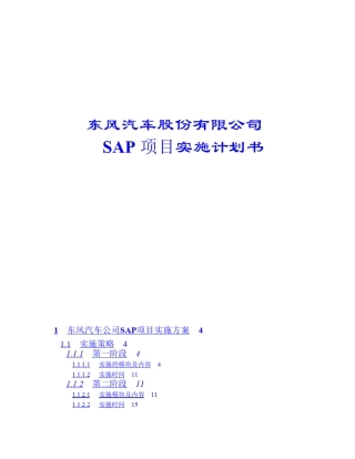 东风汽车SAP项目实施计划书