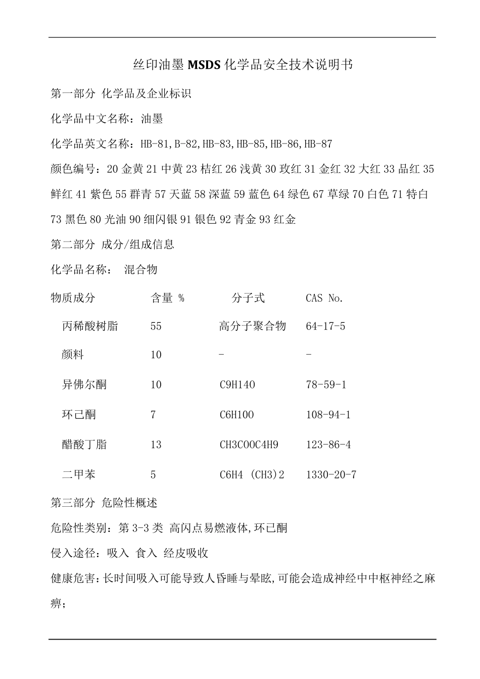 丝印油墨MSDS_第1页