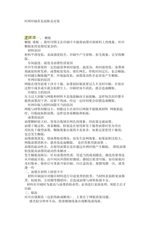 丝网印刷常见故障及对策