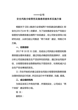 两个体系建设实施方案