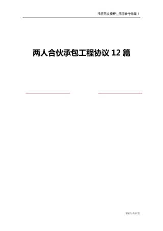 两人合伙承包工程协议12篇