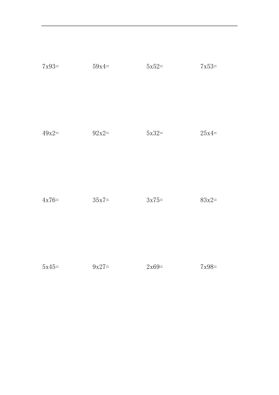 两位数乘以一位数计算题竖式200题_第3页