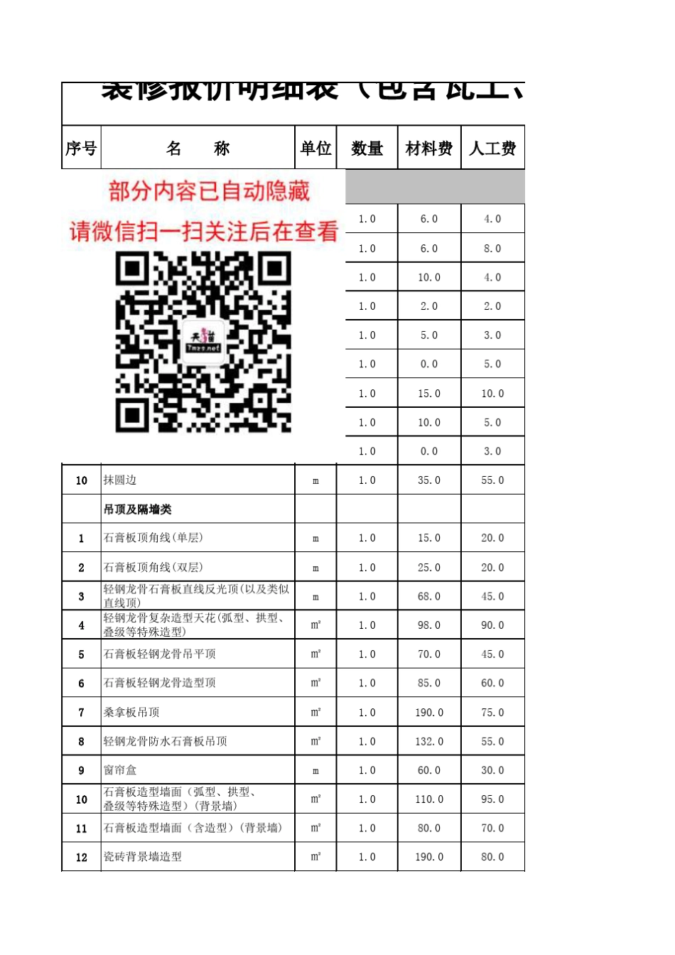 两室一厅装修预算报价价格清单_第1页
