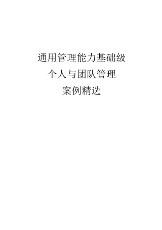 个人与团队管理案例
