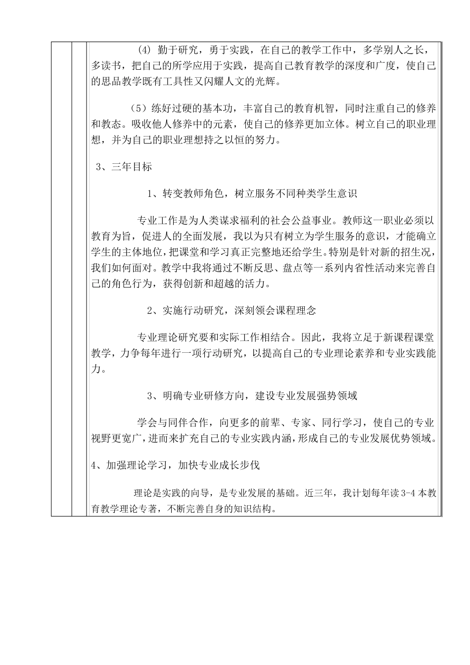 个人专业成长计划表_第3页