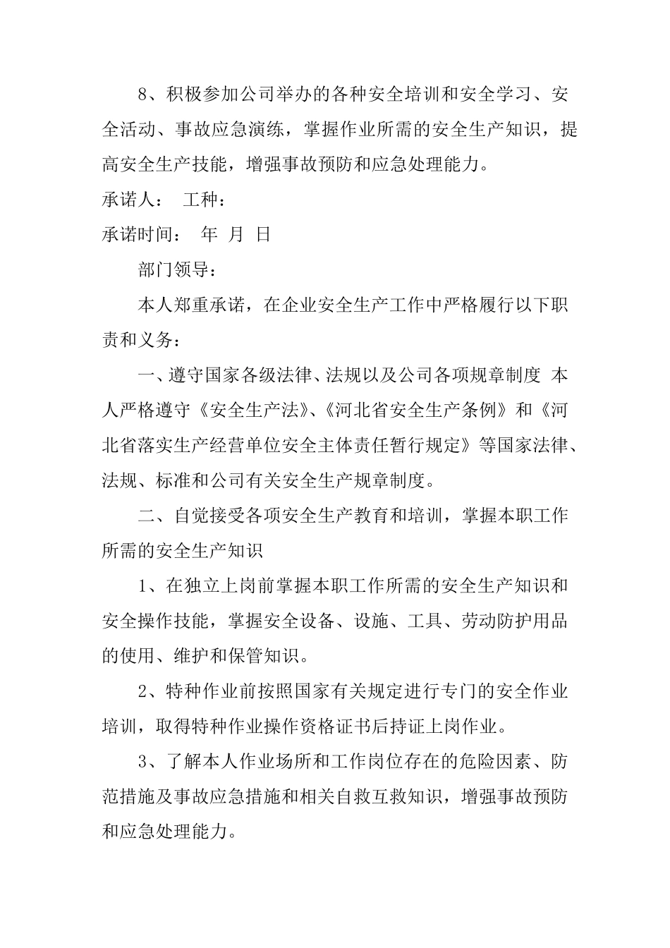 个人安全承诺书_第2页