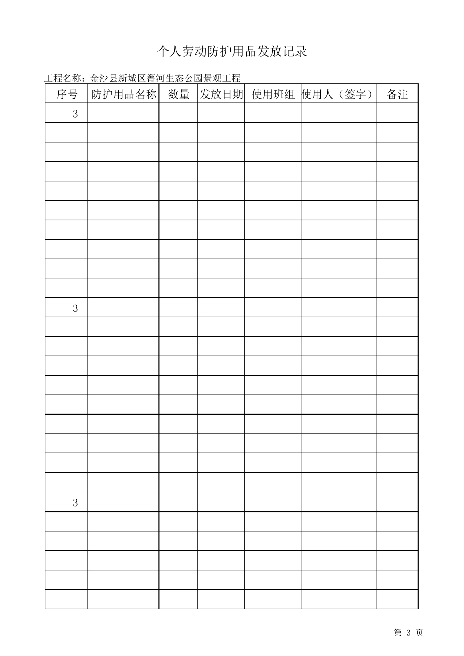 个人安全防护用品发放记录表_第3页