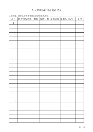 个人安全防护用品发放记录表