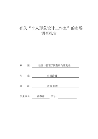个人形象设计工作室的市场调查报告