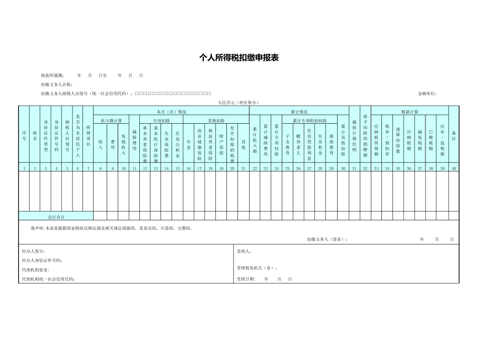个人所得税扣缴申报表(新2019)_第1页