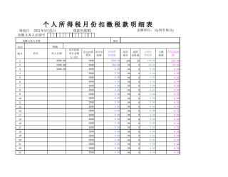 个人所得税计算公式模板