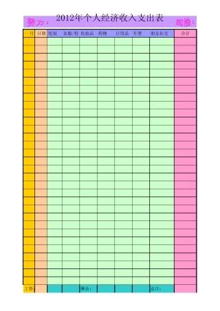 个人收入支出表模板