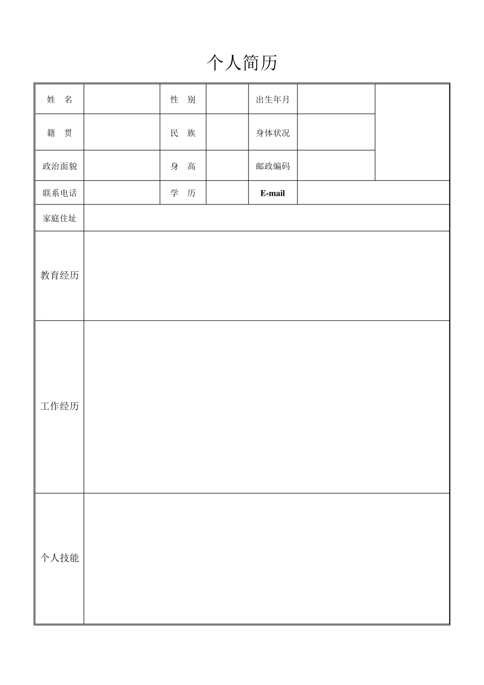 个人求职简历表格模板6篇_第2页