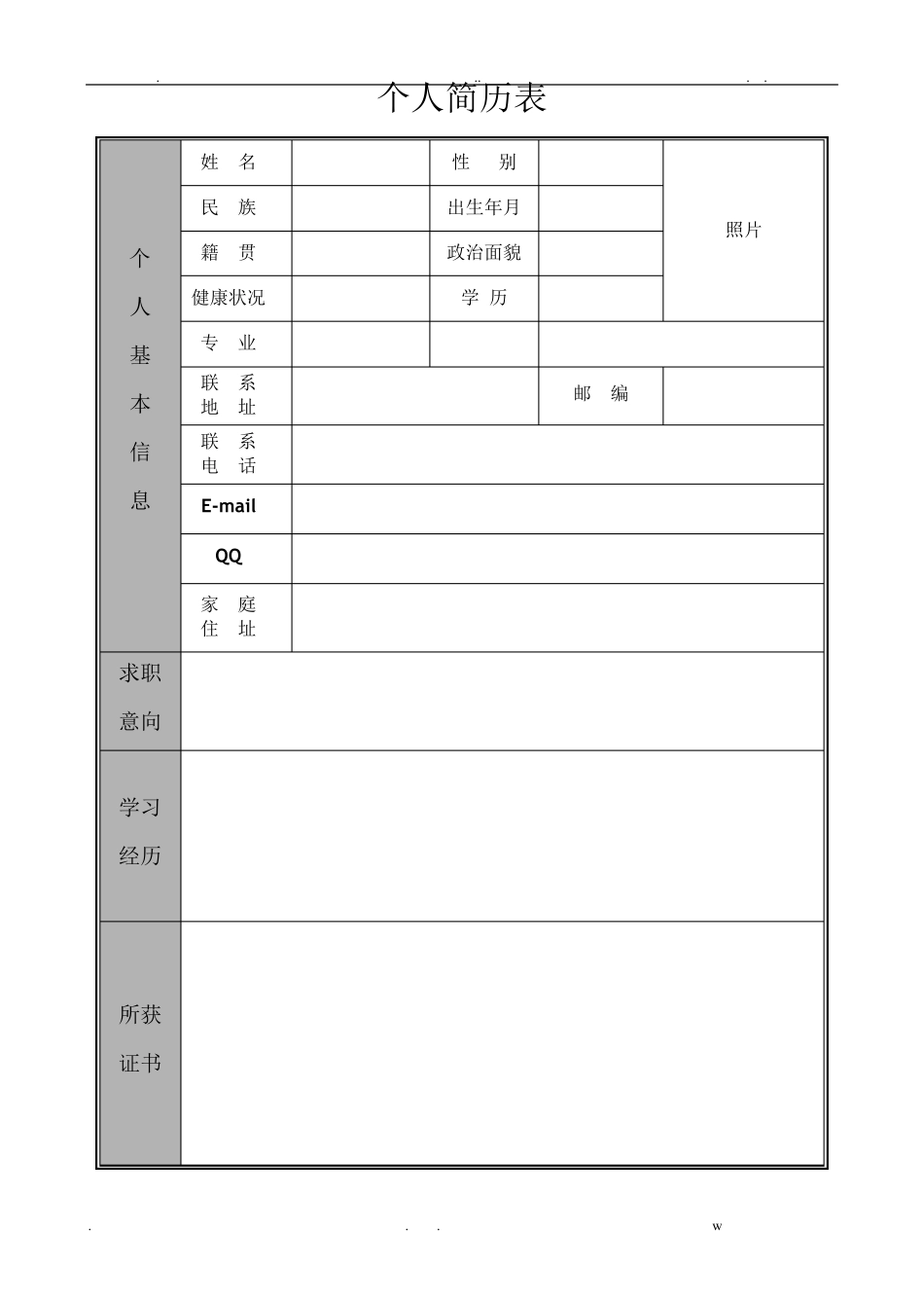 个人简历()_第2页