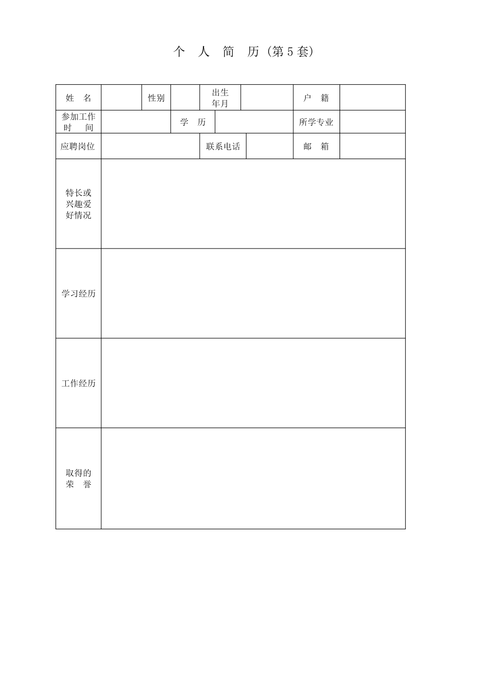 个人简历模板(10套,附个人简历撰写基本原则)_第3页